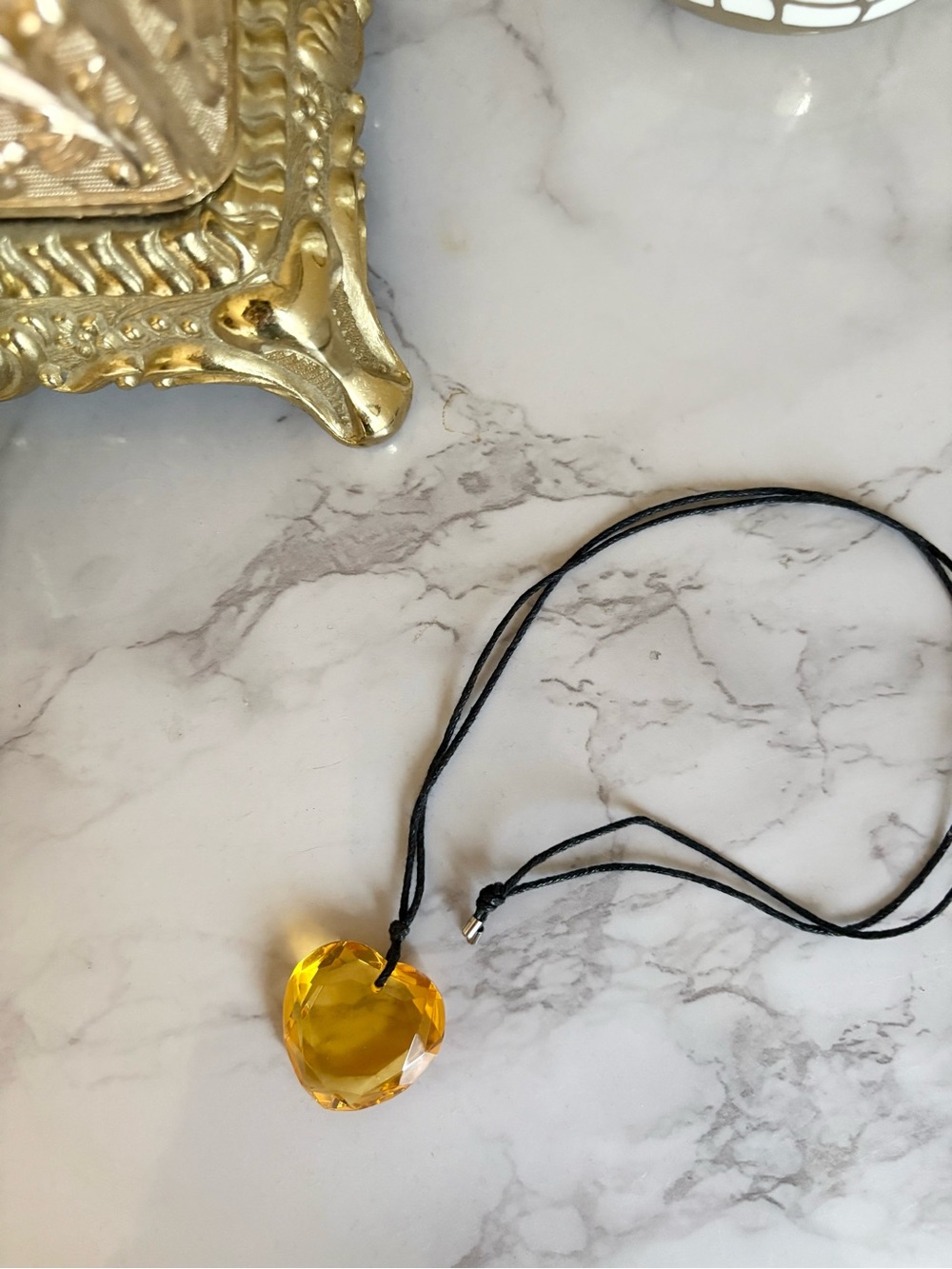 Baccarat Crystal Heart Necklace in Golden Yellow